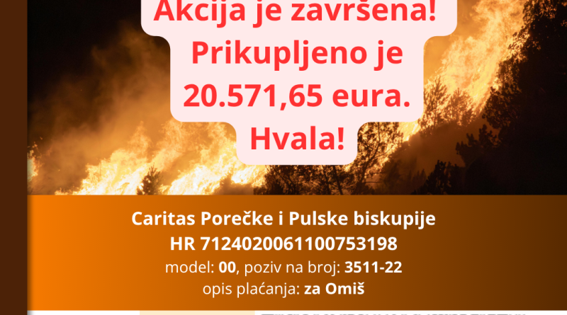 Završena akcija prikupljanja pomoći stradalima u požaru u Omišu